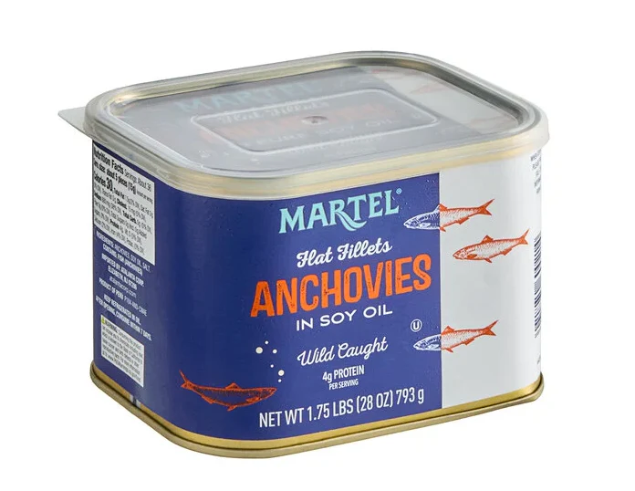 Anchovies, Flat Fillets in Soy Oil (Martel) 28oz (793g)
