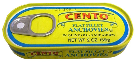 Anchovies in Olive Oil, Flat Fillet (Cento) 2 oz (55g)