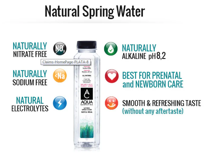 Aqua Carpatica Natural Spring Water CASE (24 x 16.9 fl oz) Plastic - Image 2