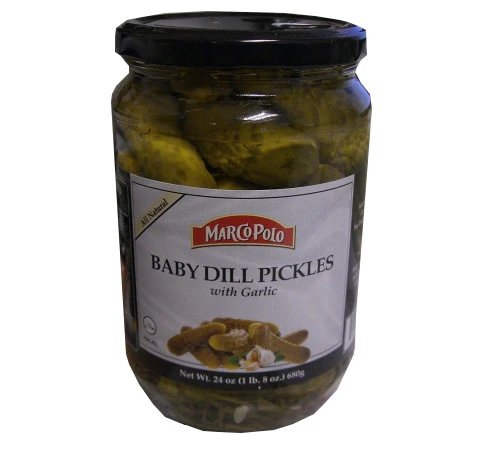Baby Dill Pickles with Garlic - Cornichons (Marco Polo) 19.4 oz - Image 2