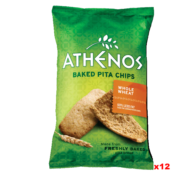 Baked Pita Chips, Whole Wheat (Athenos) CASE (12 x 9 oz)