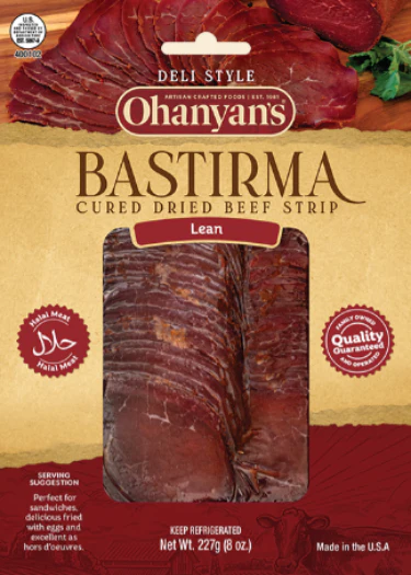 Bastirma-Cured dried beef SLICED Strips, approx. 0.5lb