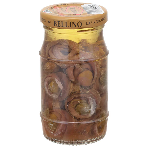 Bellino Rolled Filet of Anchovies with Capers, 4.25 oz