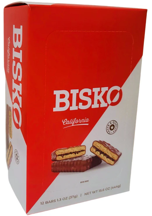 Bisko California Graham Crackers Filled and Coated with Real Chocolate, CASE, 15.6 oz - 12 Bars
