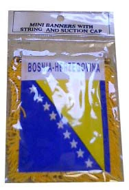 Bosnian-Herzegovinian Flag with String and Suction Cup, 4x6 in.