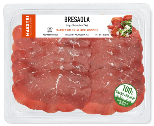 Bresaola, Dry-Cured Lean Beef - Pre-Sliced (Maestri) 3 oz