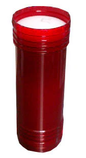 Candle in Red Container, 8in. High x 2.75in. diam.