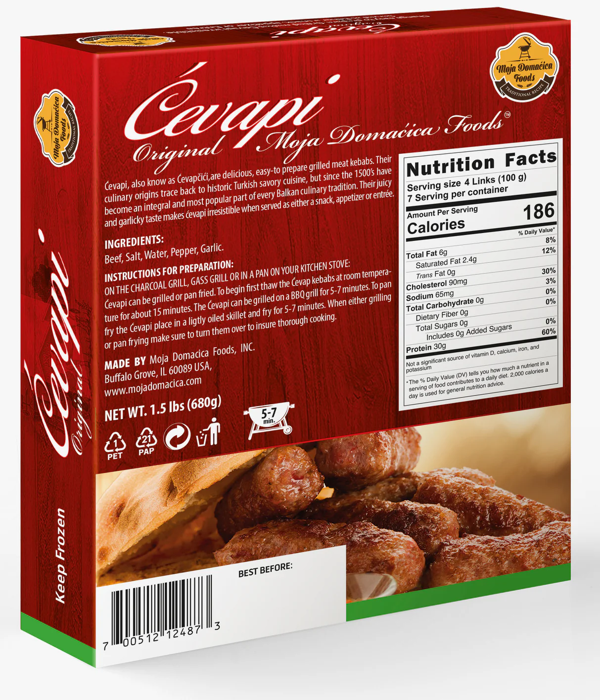 Cevapi Sausage, Original (Moja Domacica) 680g (1.5 lb) - Image 2