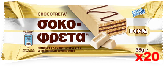Chocofreta - White Chocolate Covered Wafers CASE (20x38g)