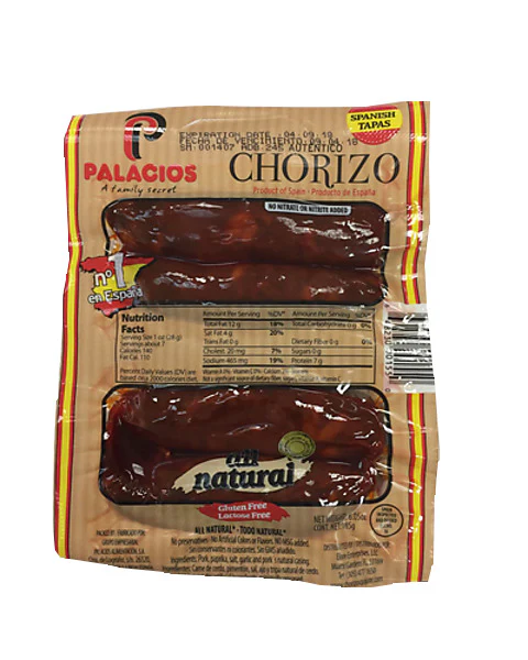 Chorizo Pork Sausage, Mild (Palacios) Mini, 4 pack, 6.5 oz (185g)