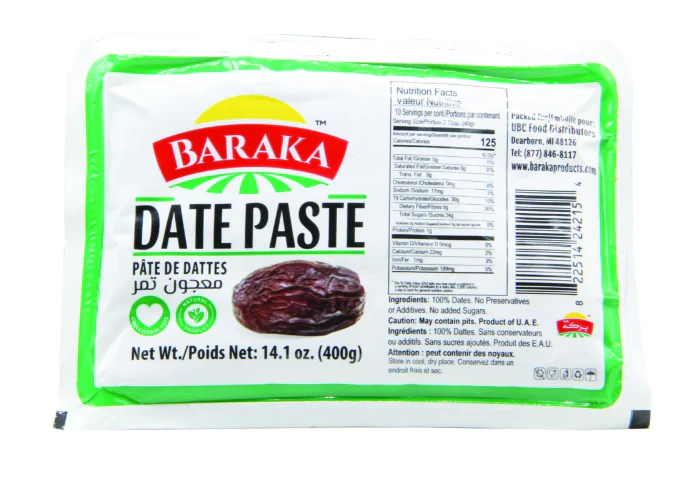 Date Paste Premium, Pitted Baking Dates (Baraka) 14.1 oz (400g)