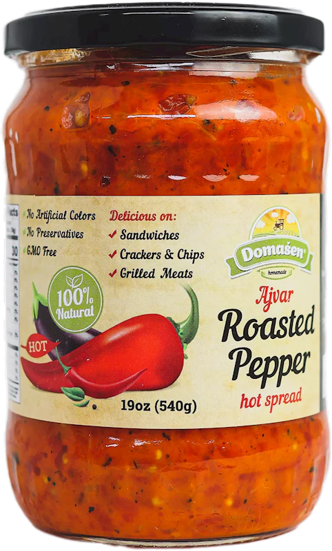 Domasen Ajvar, HOT Vegetable Spread, 19 oz
