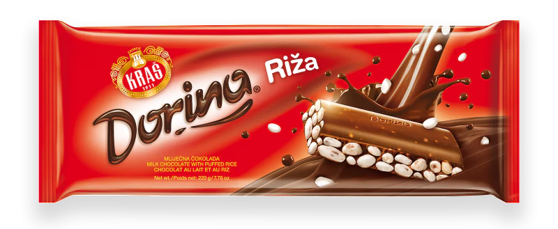 Dorina Riza, Milk Chocolate with Puffed Rice, 220g