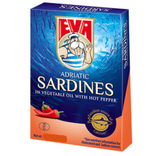 Eva Sardines Hot in Vegetable oil, 100g (3.5 oz)