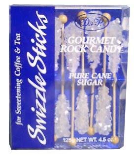 Gourmet Rock Candy Swizzle Sticks, White (DP) 125g (4.5oz)