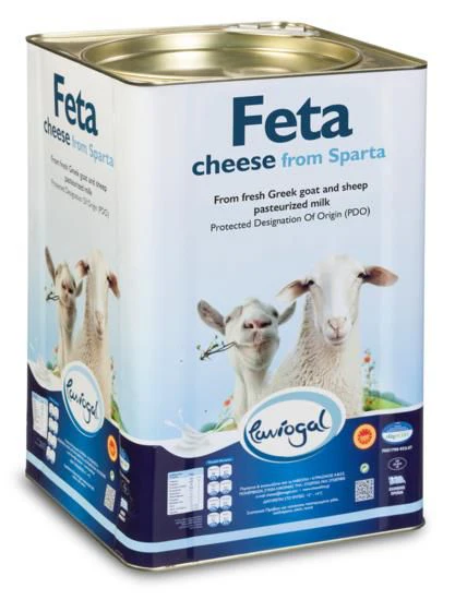 Greek Feta Cheese from Sparta (Laviogal) approx. (32 - 35 lb) Tin