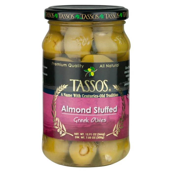 Greek Olives Stuffed with Almond (Tassos) 12.91 oz