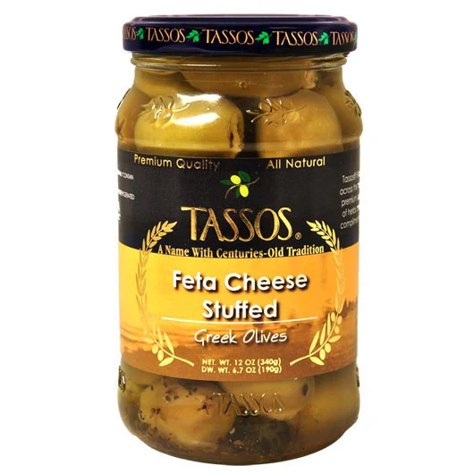 Greek Olives Stuffed with Feta Cheese (Tassos) 12 oz