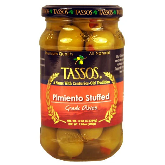 Greek Olives Stuffed with Pimiento (Tassos) 12.84 oz