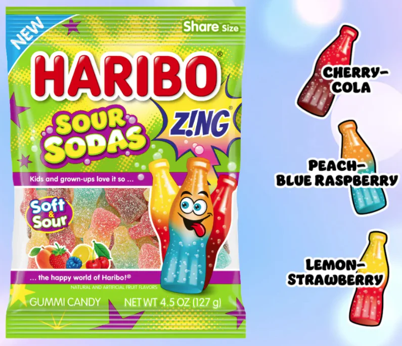 Haribo Sour Sodas Zing, Soft & Sour, 4.5oz (127g)