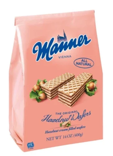Hazelnut Cream Filled Wafers (manner) 14oz bag