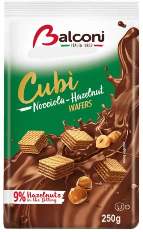 Hazelnut Wafers, Cubi (Balconi) (8.8 oz) 250g