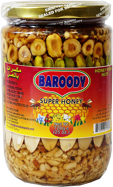 Honey with Nuts, Super Honey (Baroody) 25 oz (720g)