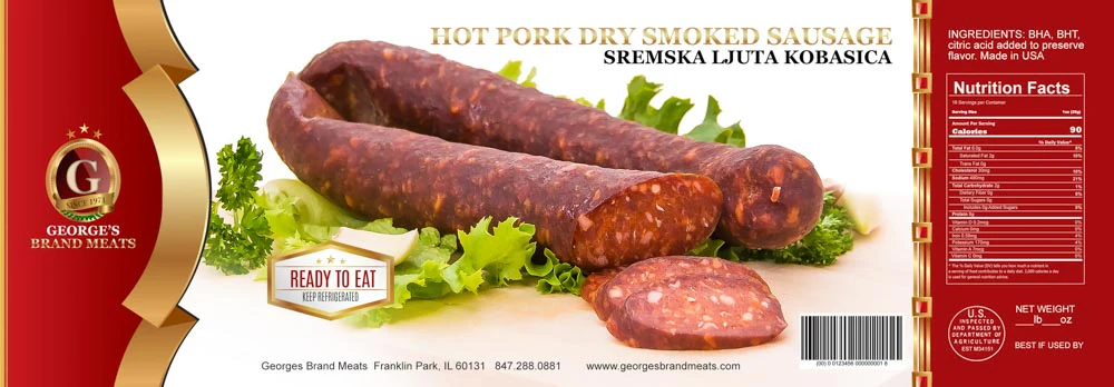 Hot Pork Sausage, LJUTA Sremska Kobasica (George's) approx. 0.9 lb