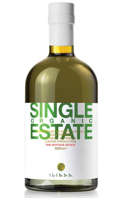 Iliada Organic Single Estate EVOO, 16.9 oz (500ml) Glass Bottle