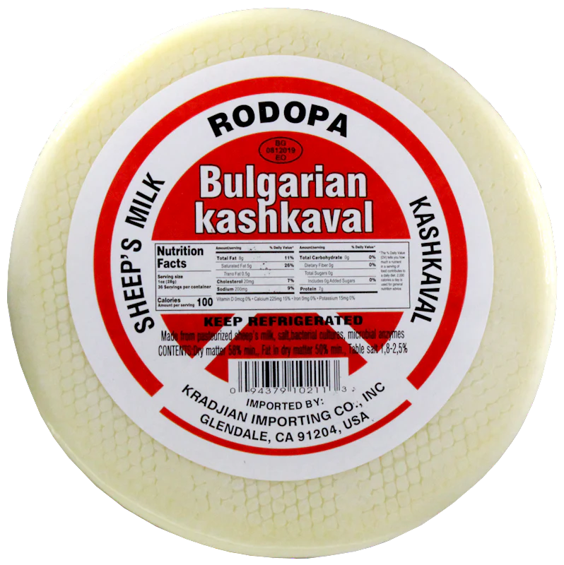 Kashkaval Sheep Cheese (VG) approx. 2-2.5lb or Rodopa Brand.