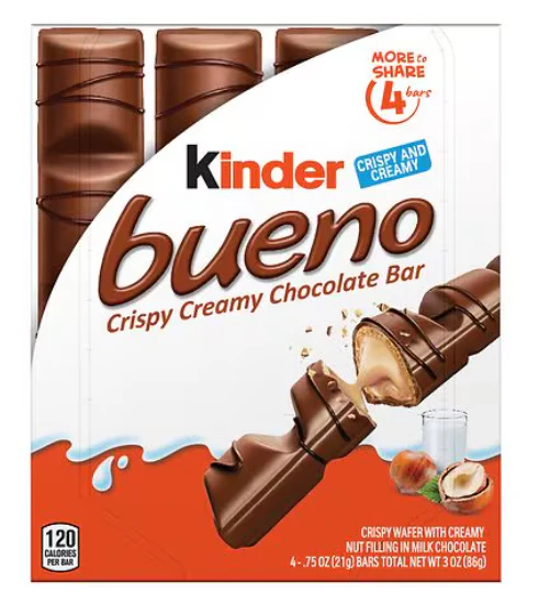 Kinder Bueno 4 Bars, 3 oz (86g)