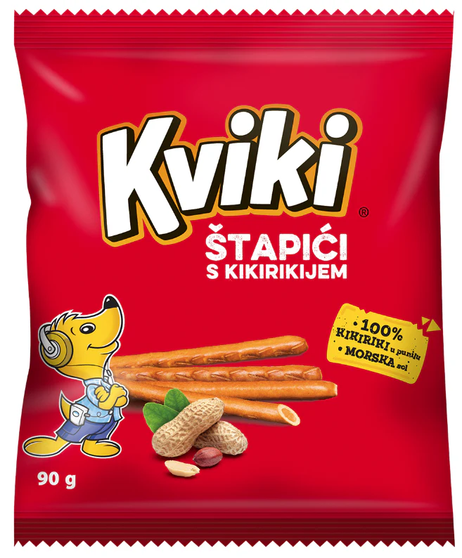 Kviki Stapici S Kikirikijem, Peanut Butter Filled Pretzel Sticks, 90g