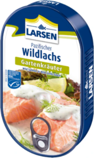 Larsen Wildlachs Gartenkrauter, Salmon in Garlic Sauce, 200g