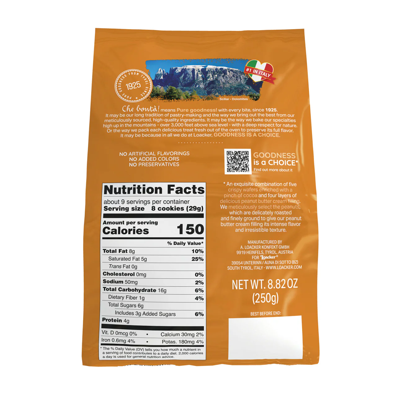 Loacker Peanut Butter Quadratini 8.82 oz - Image 2