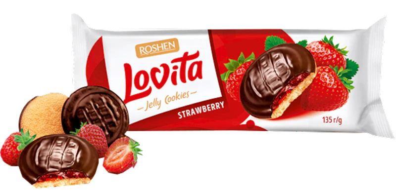 Lovita Strawberry Jelly Cookies (Roshen) 135g