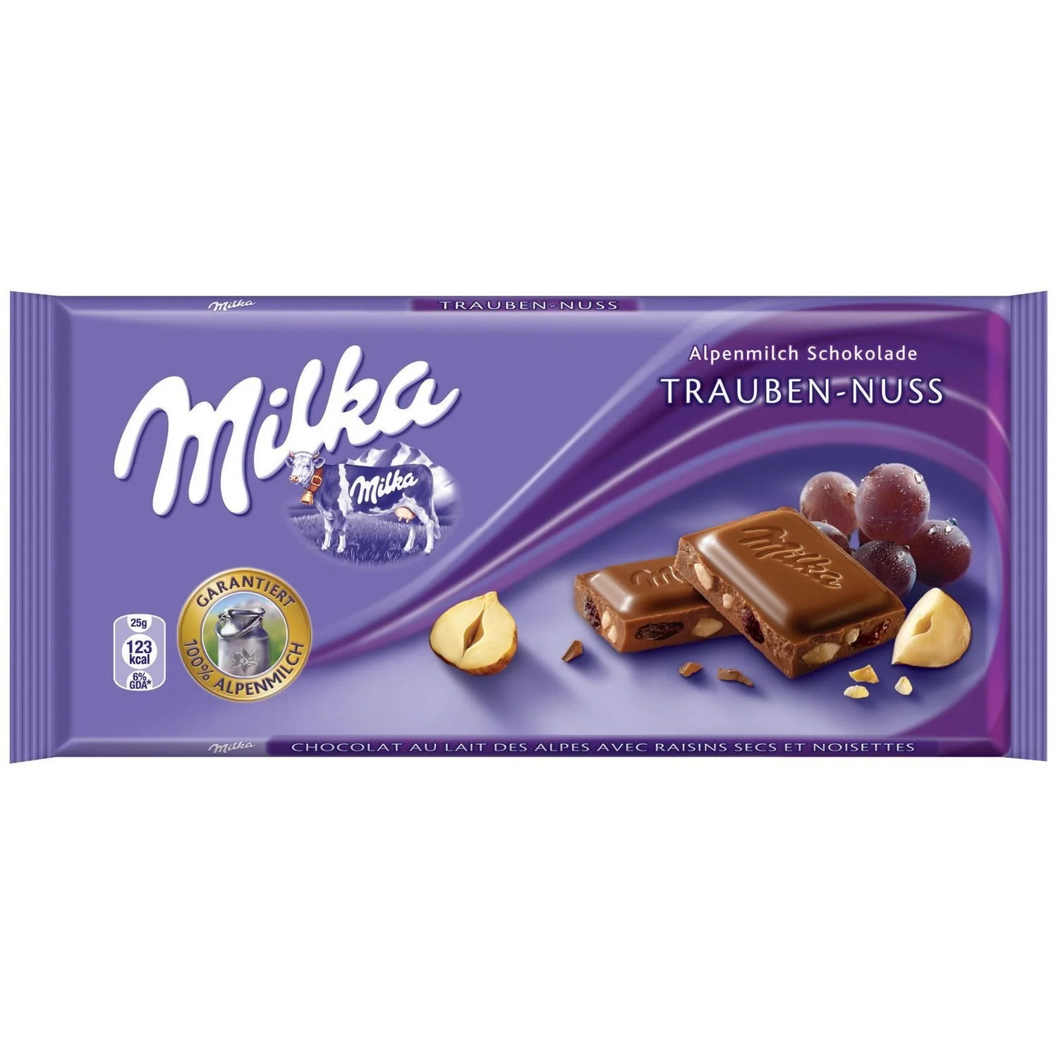 Milka Milk Chocolate with Raisins and Hazelnuts, 90g