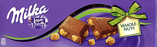 Milka Milk Chocolate with Whole Hazelnuts, 250g