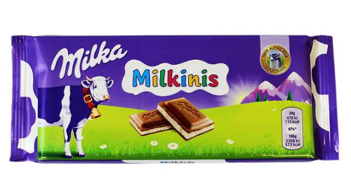 Milka Milkinis Milk Alpine Milk Chocolate with Milk Cream Filling 87.5g - Image 2