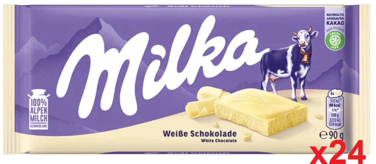 Milka White Chocolate, CASE (24 x 90g)