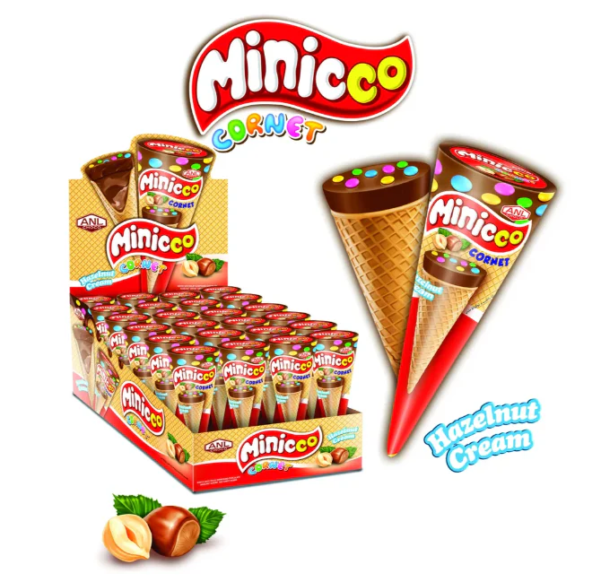 MINICCO Cone Snack with Hazelnut Cream, CASE (24 x 25g) - 600 g