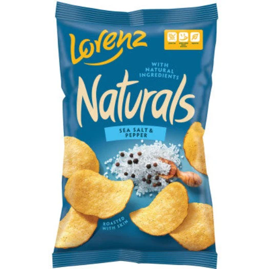 Naturals Sea Salt and Pepper Chips (Lorenz) 3.5 oz (100g)