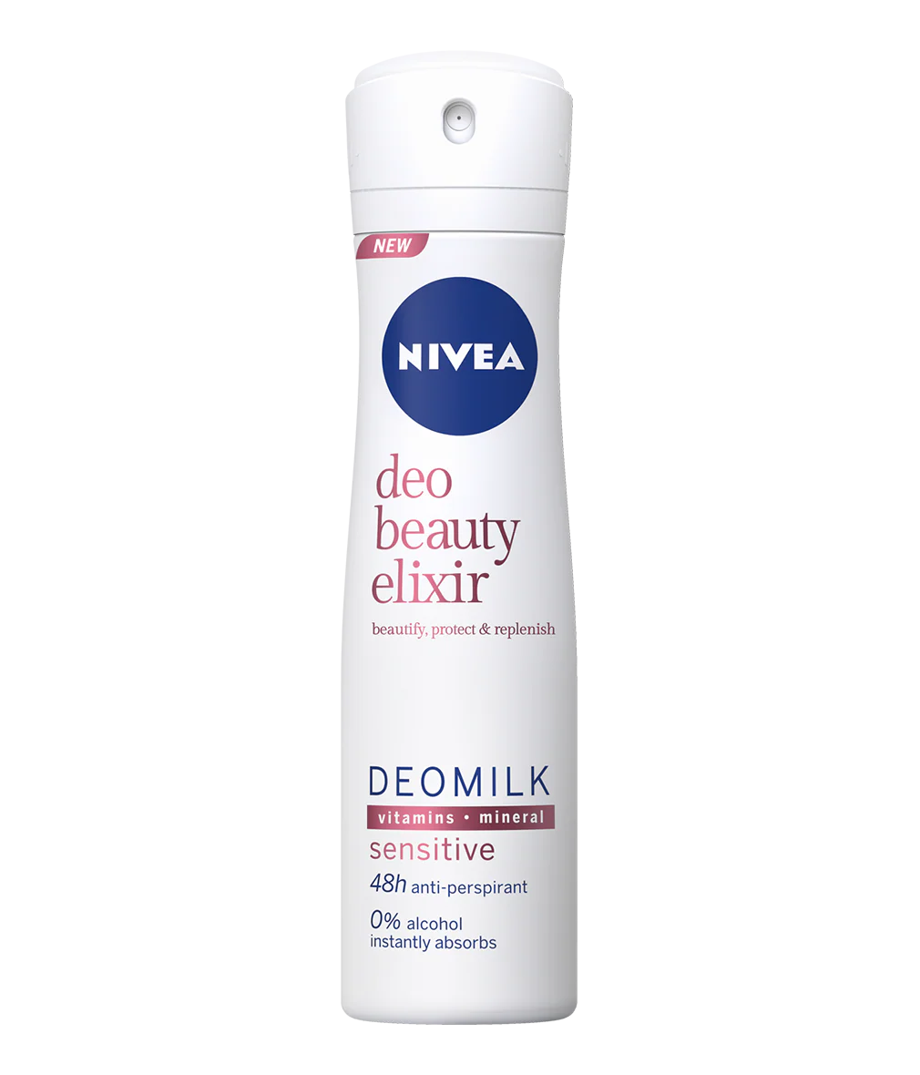 Nivea Spray Deodorant, DeoMilk Beauty Elixir, Sensitive, 150ml