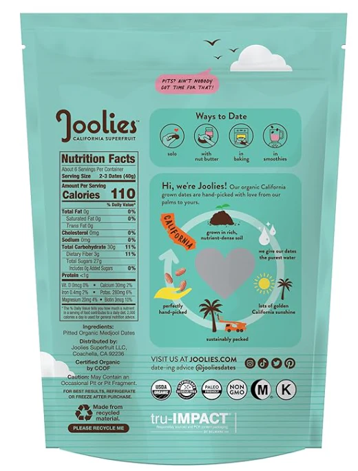 Organic Pit Free Medjool Dates (Joolies) 9 oz (255g) - Image 2