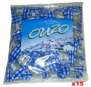 Ouzo Hard Candy (Fantis) round tablets, CASE (15 x 1lb)