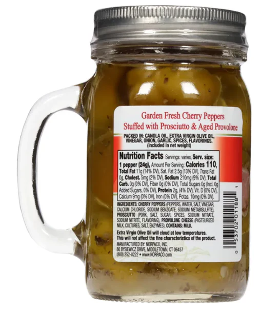 Pepper Delights, Cherry Peppers Stuffed with Prosciutto & Provolone (Norpaco) 14 oz - Image 2
