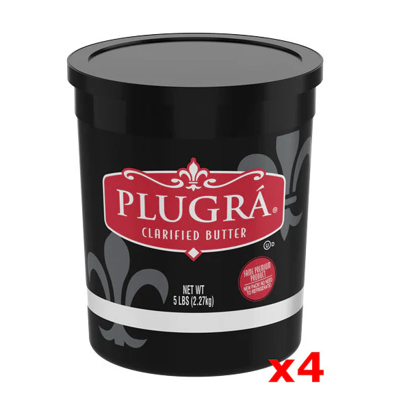 Plugra Clarified Unsalted Butter, CASE (4 x 5 lb Plastic TUBS)