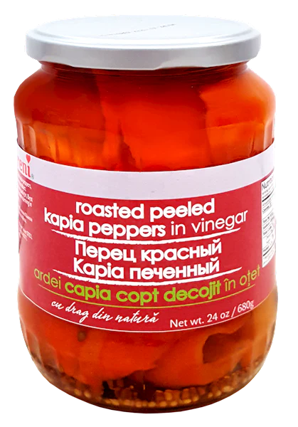 Raureni Roasted Sweet Red Kapia Peppers in Vinegar, 670g