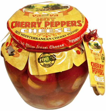 Red Cherry Peppers Stuffed with Cheese HOT (Vava) 550g