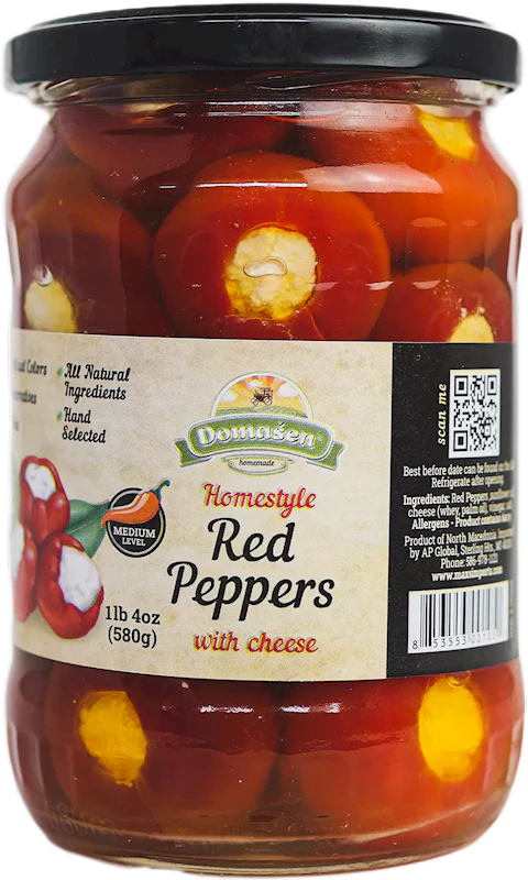 Red Peppers Stuffed with Cheese (Domasen) 580g