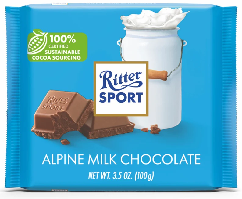 Ritter Sport Alpine Milk Chocolate, 100g